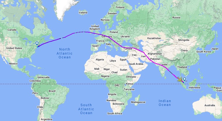 New York - Singapore flight